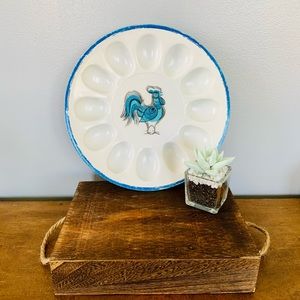 Vintage Rustic Rooster Deviled Egg Plater Plate